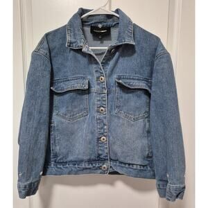 Fashion Nova Blue Denim Jean Jacket Button-up Womens S Inner & Outer Pockets